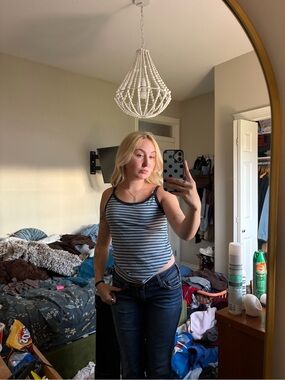 Vintage Striped Blue & White Tank Top - Women